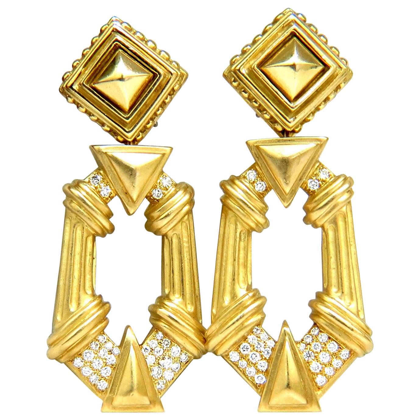 Esti Frederica Designer 18 Karat Byzantine Diamonds Door Knocker Earrings