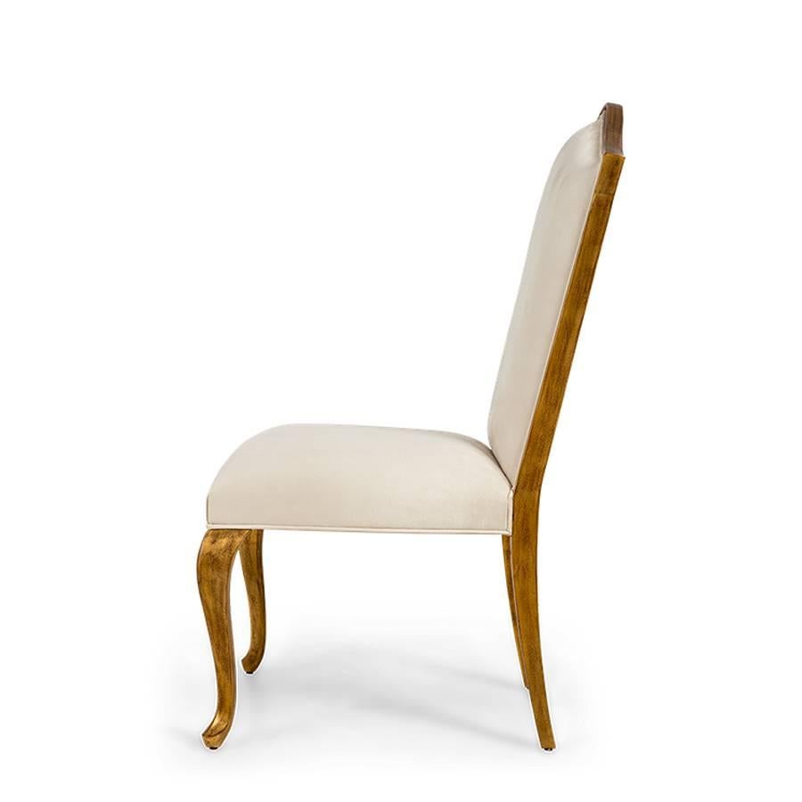 Estiva Chair with Mahogany Structure with Gold Painting and High Quality Fabric In Excellent Condition For Sale In Paris, FR