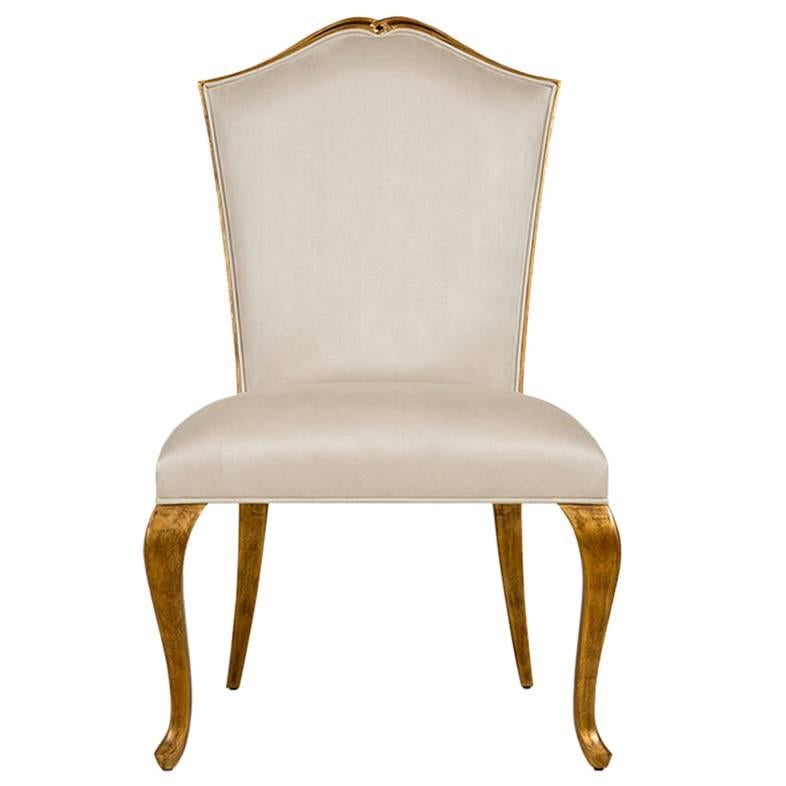 Estiva Chair with Mahogany Structure with Gold Painting and High Quality Fabric For Sale