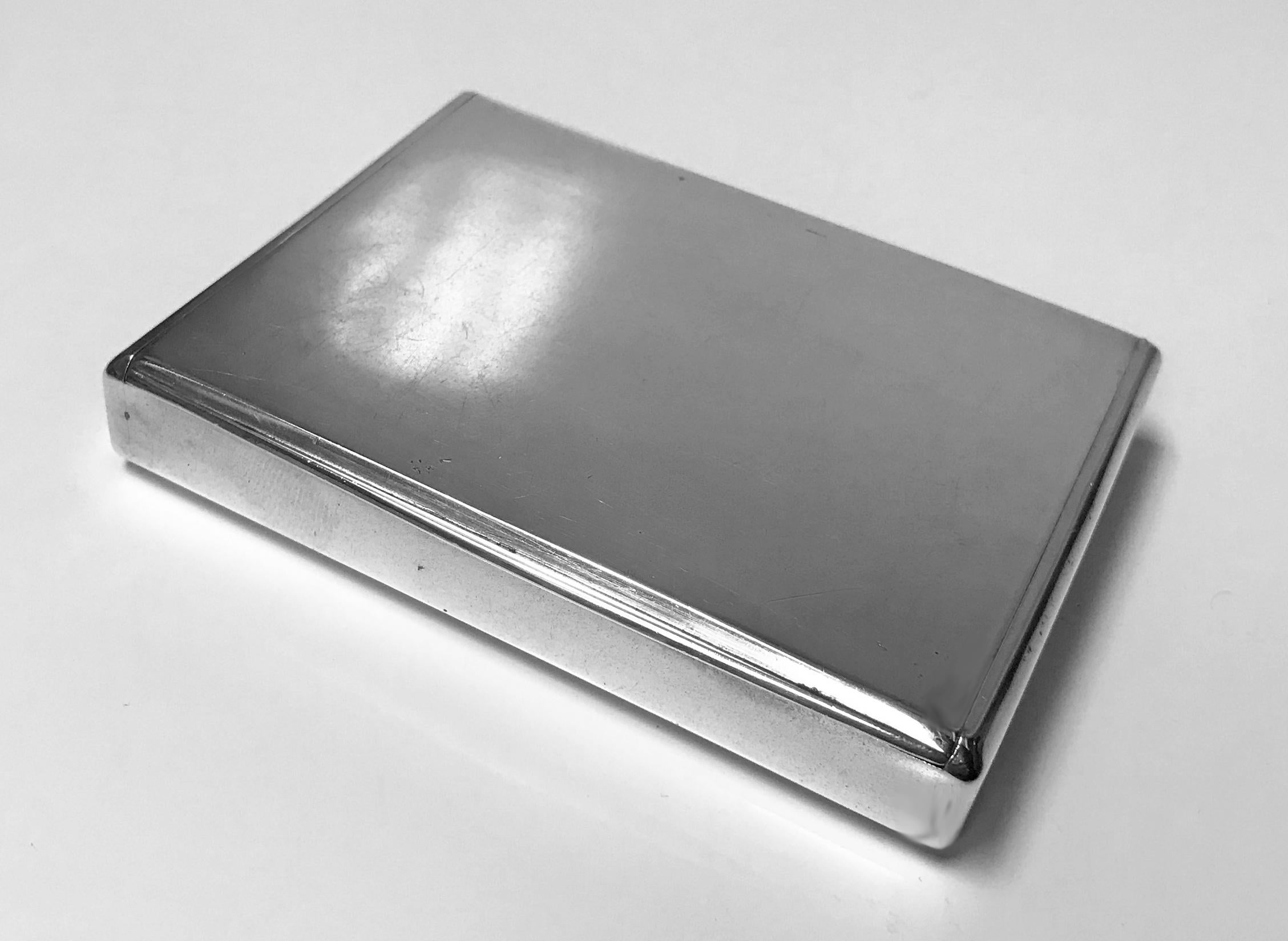 Estonian Silver heavy Cigarette Case, Estonia C.1925. Plain, flush hinge, gilded interior. No monograms, original patina, extremely light wear, mentioned for accuracy purposes only. Nice heft and gauge of silver. Marks on cover and base