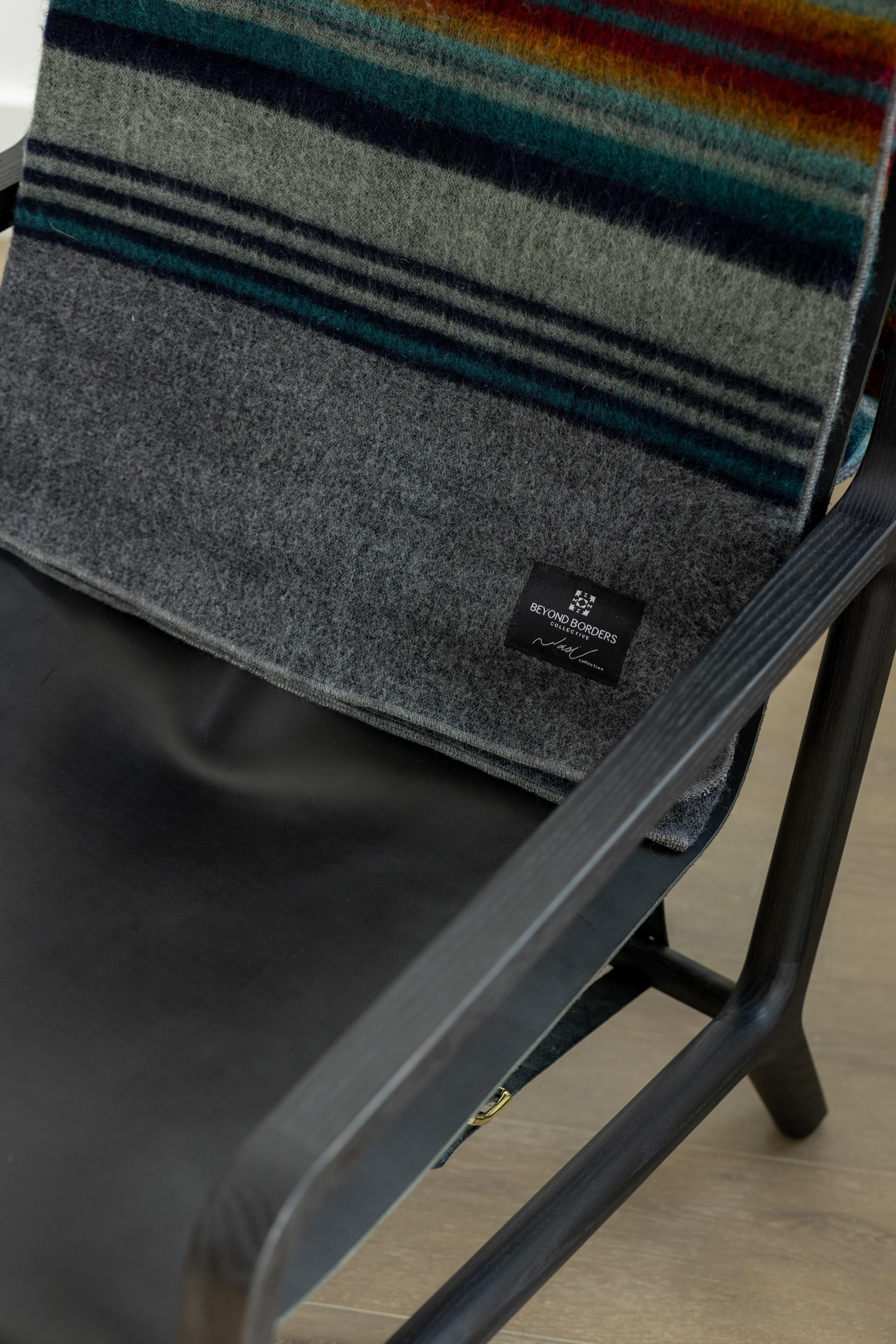 Brass Estrada Lounge Chair in Black Dyed Ash and Black Leather For Sale