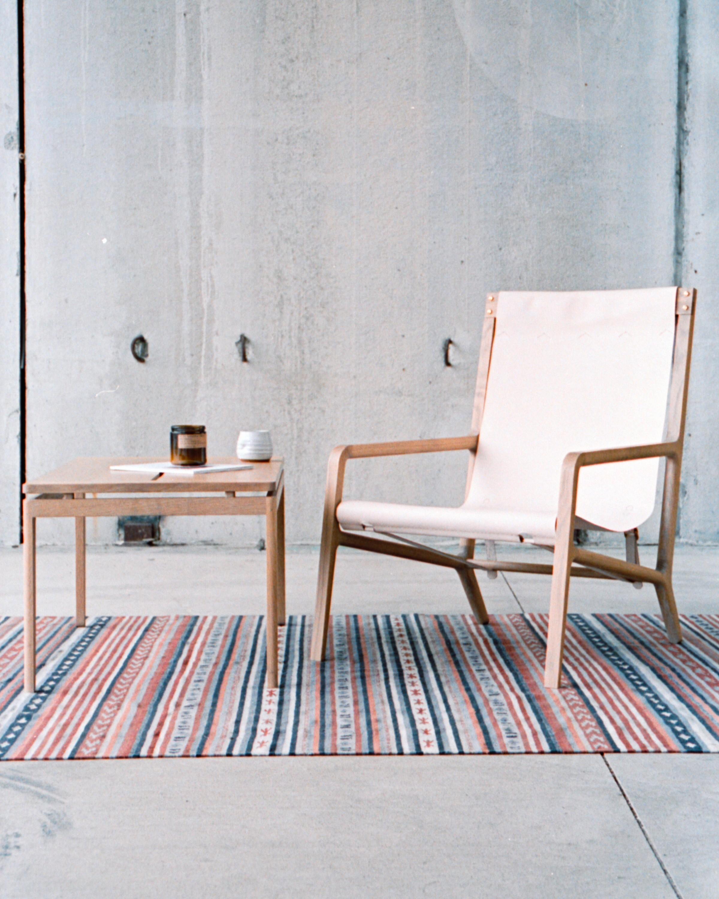 American Estrada Lounge Chair in White Oak and Veg Tan Leather For Sale