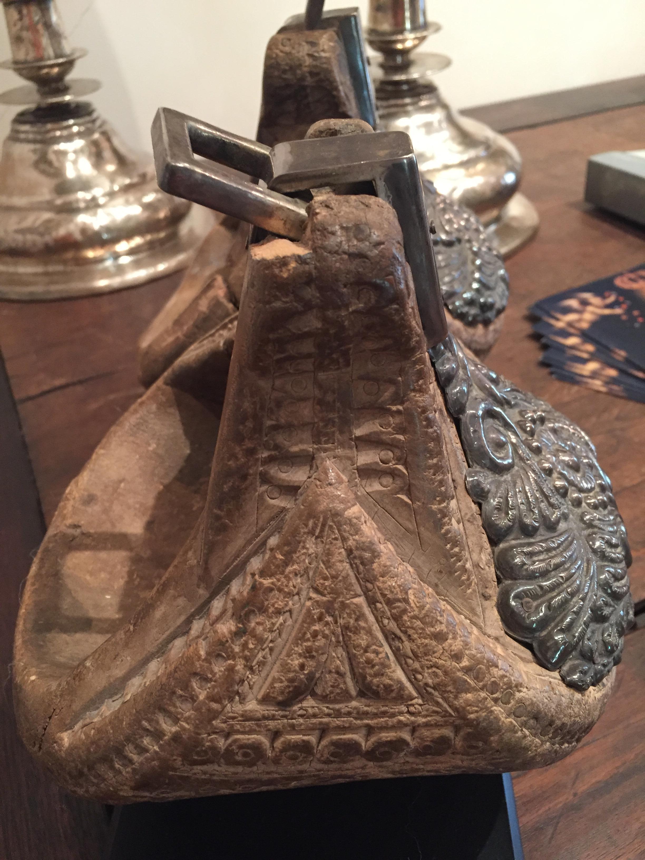 Mexican Wood and Silver Estribos (Stirrups) In Good Condition In Santa Fe, NM