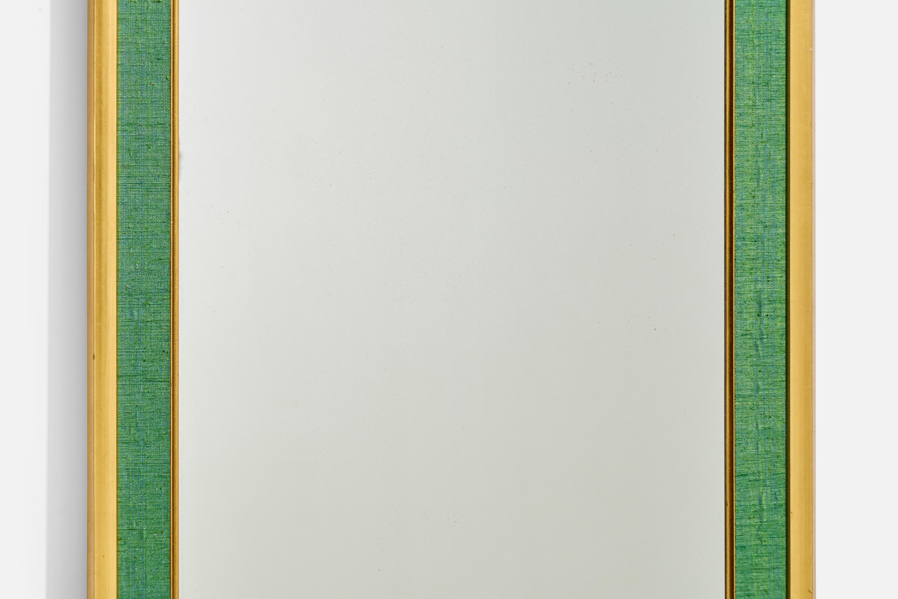 Estrid Ericson 'Attributed' Wandspiegel, Holz und grüner Stoff, Schweden, 1950er Jahre im Angebot 4