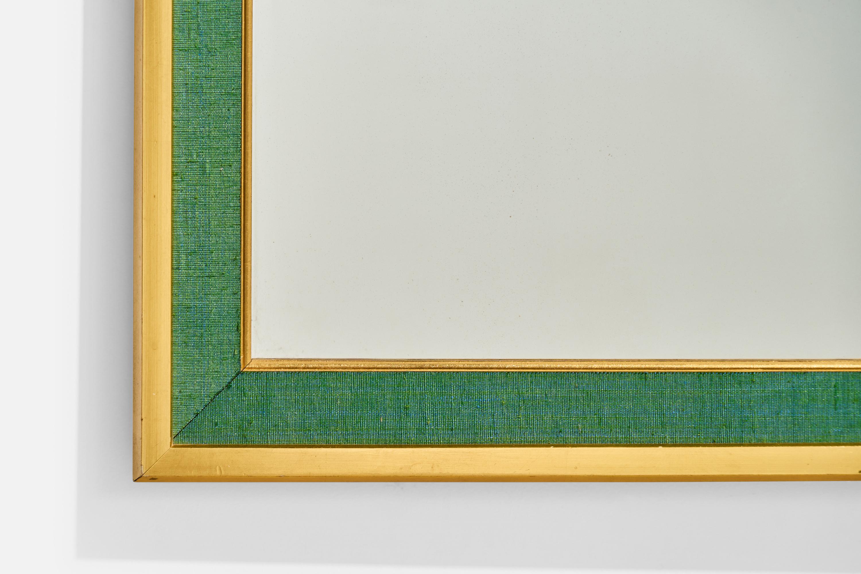 Estrid Ericson 'Attributed' Wandspiegel, Holz und grüner Stoff, Schweden, 1950er Jahre (Moderne der Mitte des Jahrhunderts) im Angebot