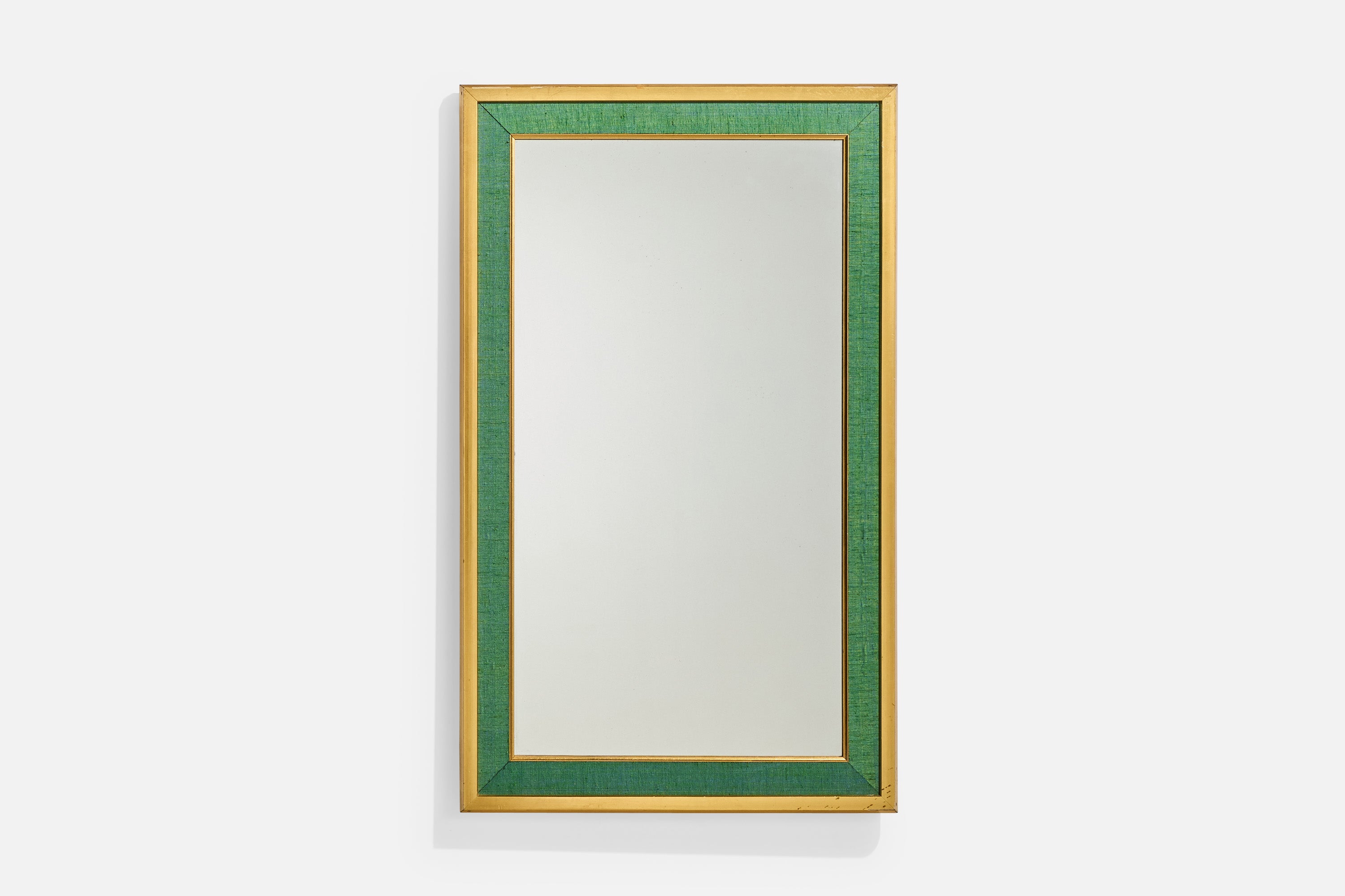 Estrid Ericson 'Attributed' Wandspiegel, Holz und grüner Stoff, Schweden, 1950er Jahre im Angebot