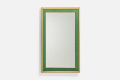Espejo de pared 'Attributed' de Estrid Ericson, madera y tela verde, Suecia, años 50