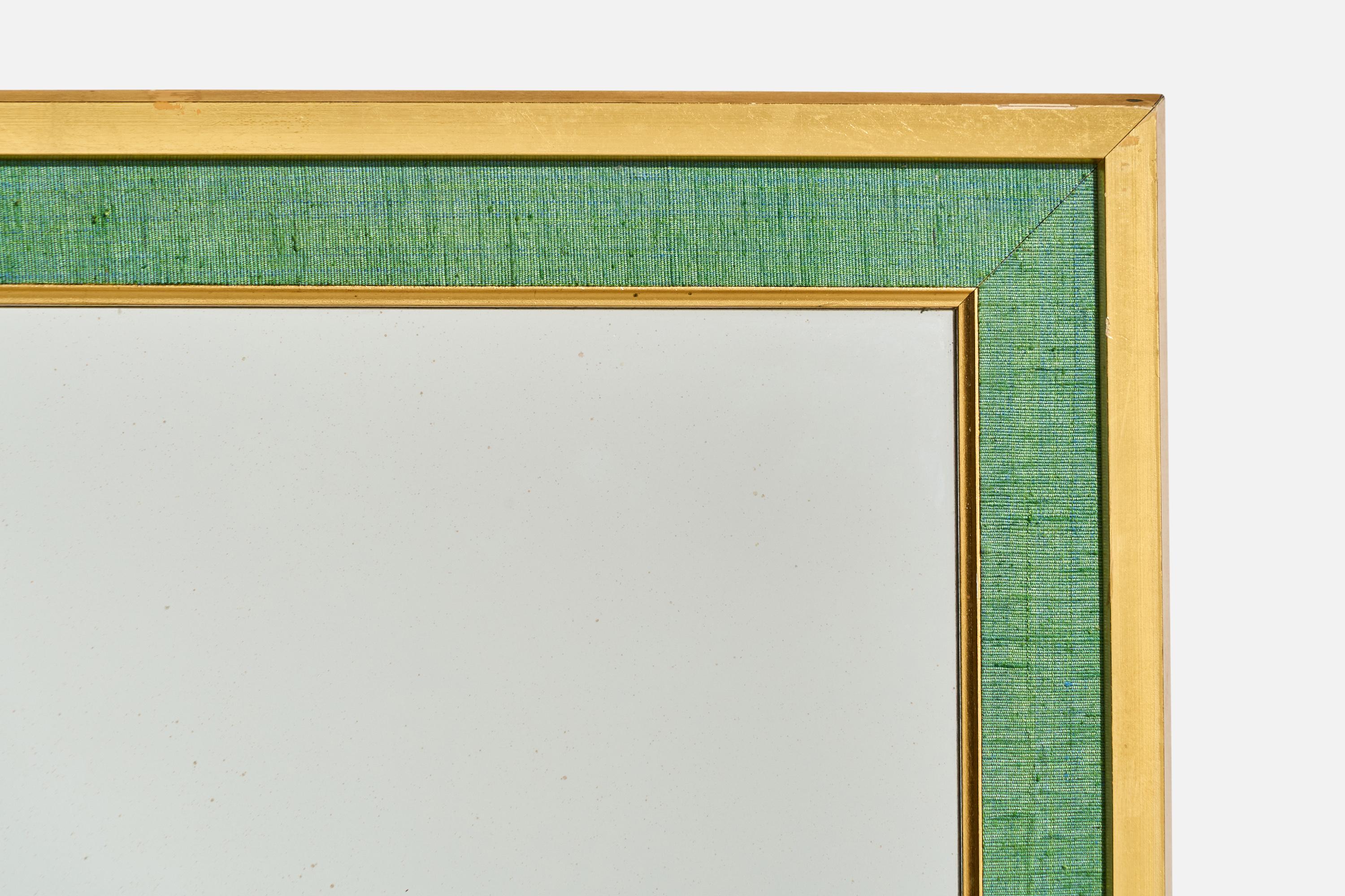 Estrid Ericson 'Attributed' Wandspiegel, Holz und grüner Stoff, Schweden, 1950er Jahre im Angebot 2