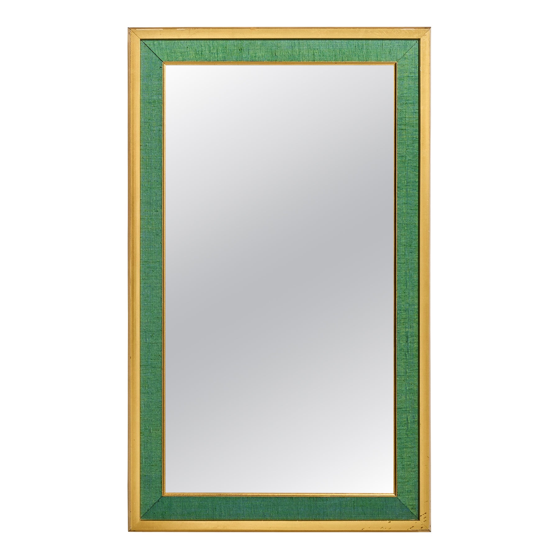 Specchio da parete 'Attributed' di Estrid Ericson, legno e tessuto verde, Svezia, anni '50 in vendita