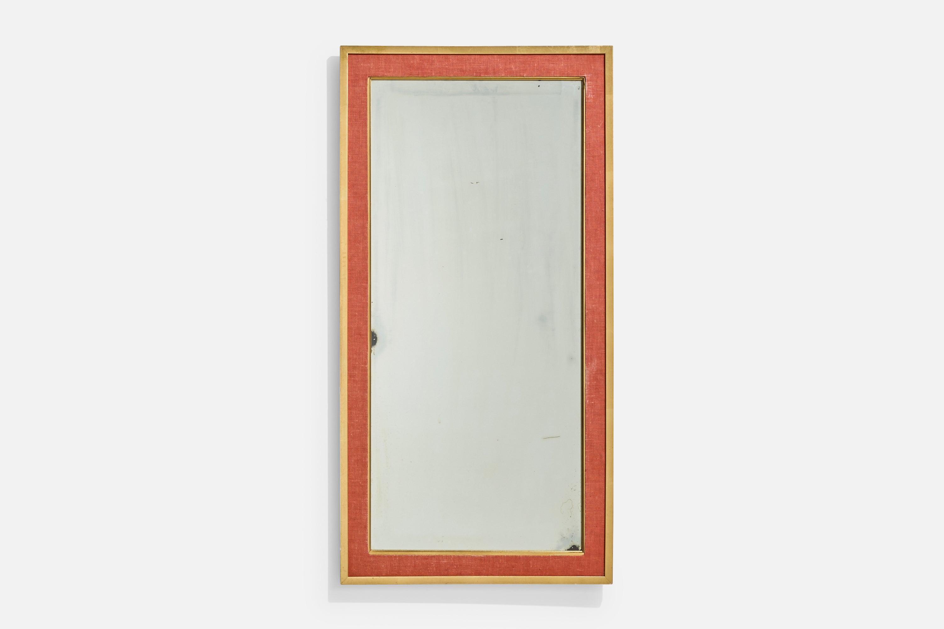 Estrid Ericson Attribution, Wandspiegel, vergoldetes Holz, roter Stoff, Schweden, 1940er Jahre