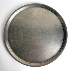 Estrid Ericson for Svenskt Tenn Pewter Tray with Engraved Floral Decoration