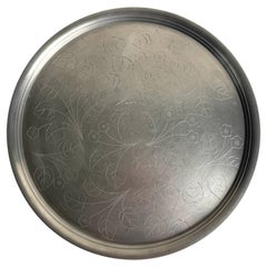 Estrid Ericson for Svenskt Tenn Pewter Tray with Engraved Floral Decoration