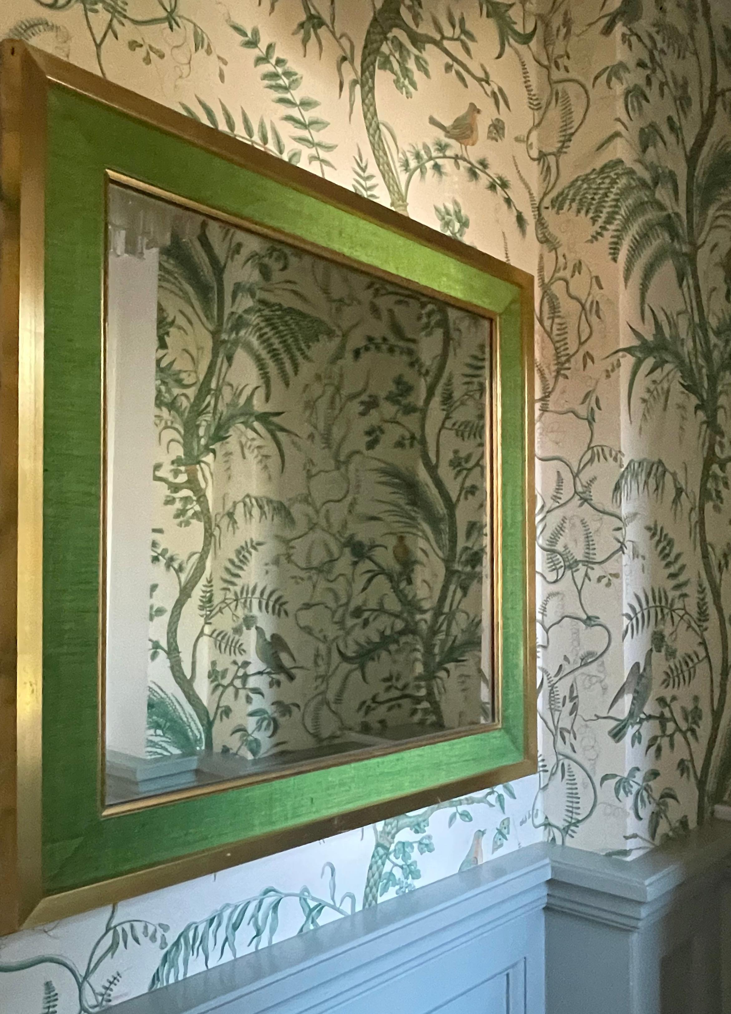 Estrid ericson attributed & mid-century modern design.

A beautiful green fabric and gilt wood wall mirror, attributed to Estrid Ericson, Sweden, 1950s. 

The mirror has patina but is a very good original vintage condition. A stunning