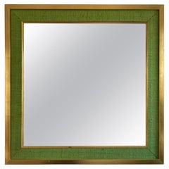 Estrid Ericson Mirror, Wood and Green Fabric, 1950s, Sweden, Scandinavian Modern