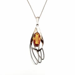 Estro 835 Silver Citrine Pendant with Sterling Silver Chain