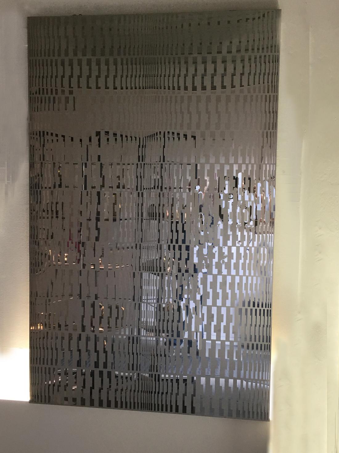 Modular Kinetic Structure Frosted Stainless Steel Abstract Wall Scuplture Panel - Sculpture by Estuardo Maldonado