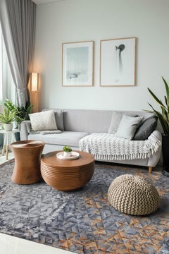 ESTUARY Hand Tufted Modern Silk Rug in Rust Grey Colour By Hands