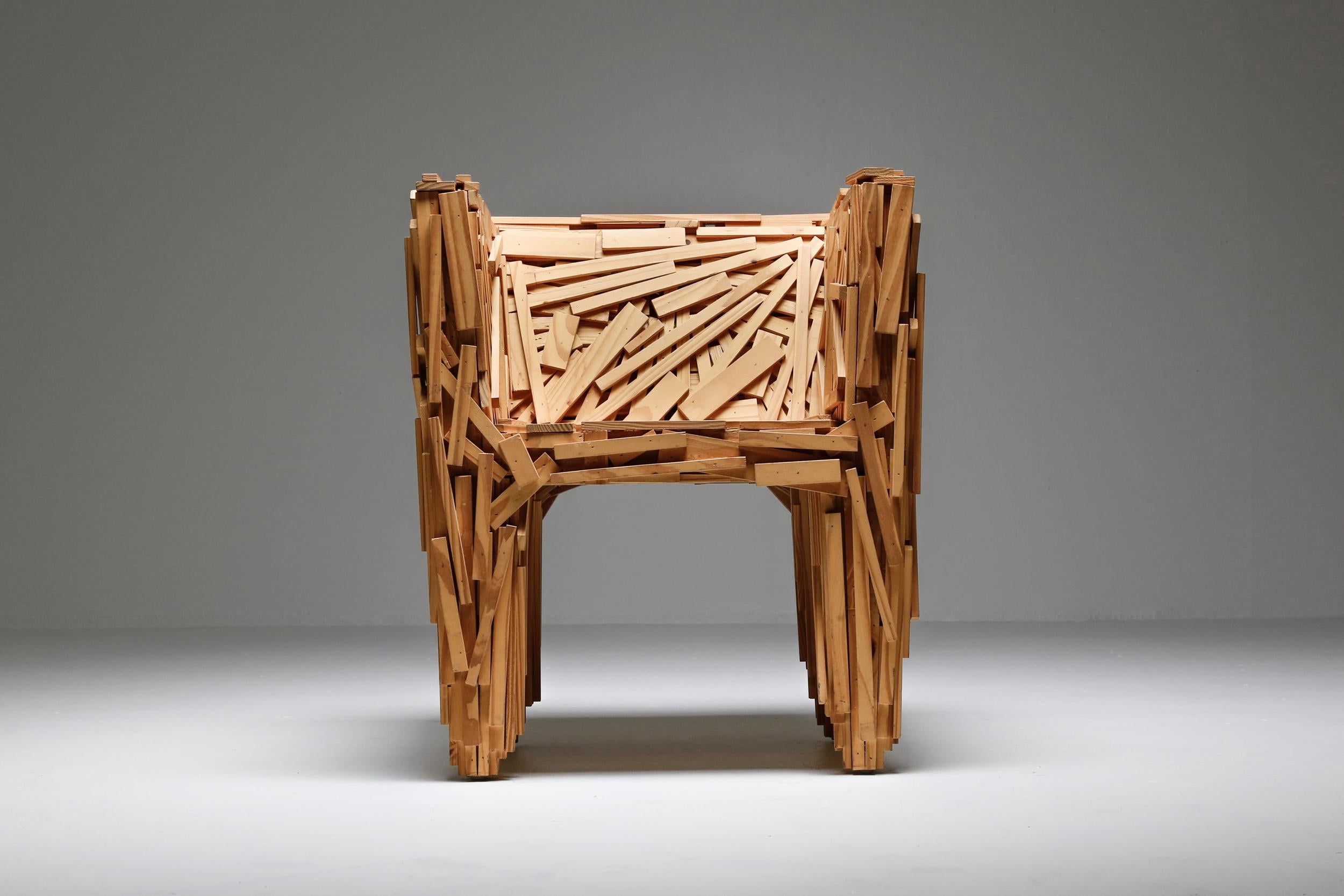 Estudio Campana, Edra, Favela chair, Italy, Brazillian design; Modern, Minimalist, Contemporary; Pine; 2000's; Functional Art; Collectible design; 

Estudio Campana favela chair designed in Brazil, manufactured in Italy by Edra. Without any