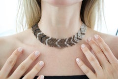 Moonstone Black Spinel Smoky Topaz Intricate Beaded Necklace, Estyn Hulbert