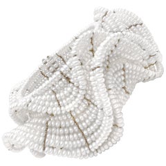 Estyn Hulbert White Pearl Ruffle Flexible Cuff Bracelet