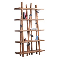 Esvee Atelier "Bamboo Forest" - Libreria a scaffali aperti/mobile contenitore in rovere massiccio con finiture in ottone