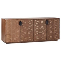 Esvee Atelier Organic Modern Solid Oak Adalaj Credenza Cabinet with Brass Inlay