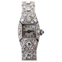 Eszeha-Chopard Art Deco Diamond's Watch, Platinum Case, 14K Bracelet, 1920s