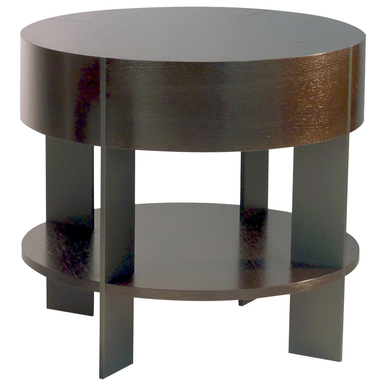 ET-93S Round End Table with Shelf and Metal Legs by Antoine Proulx For Sale