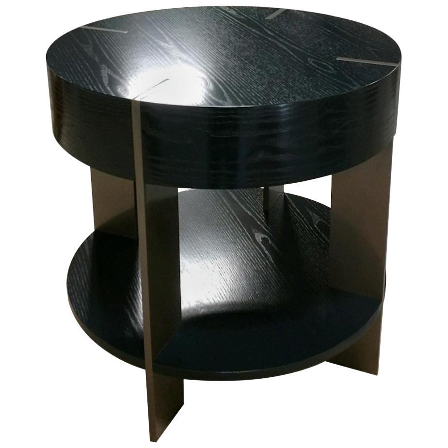 ET-93S Round End Table with Shelf and Metal Legs by Antoine Proulx For Sale