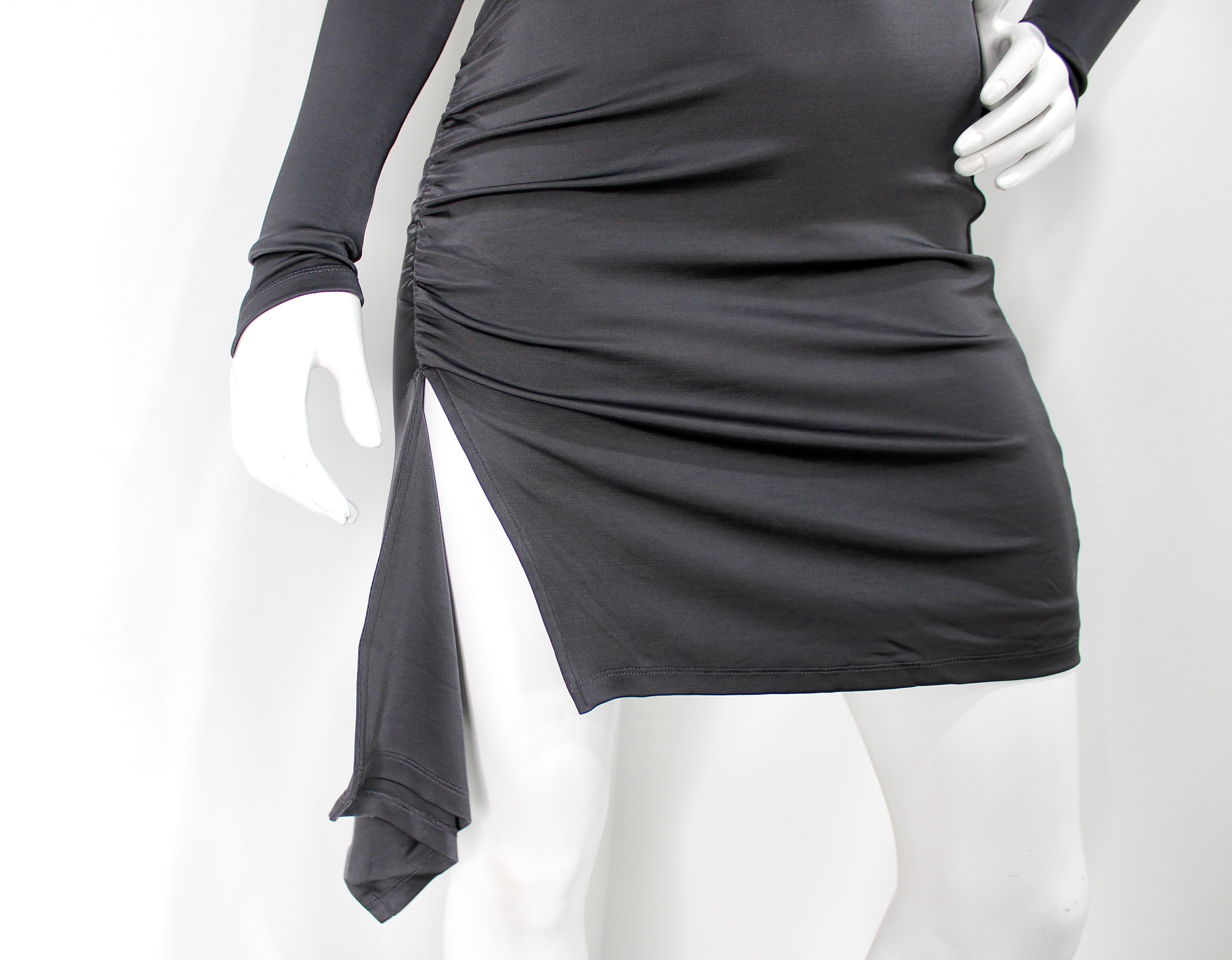 Et Ochs Grau Mackenzie Asymmetrischer Ausschnitt Langärmeliges Minikleid im Zustand „Gut“ im Angebot in Scottsdale, AZ