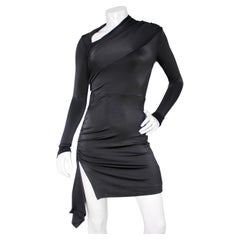 Et Ochs Grau Mackenzie Asymmetrischer Ausschnitt Langärmeliges Minikleid