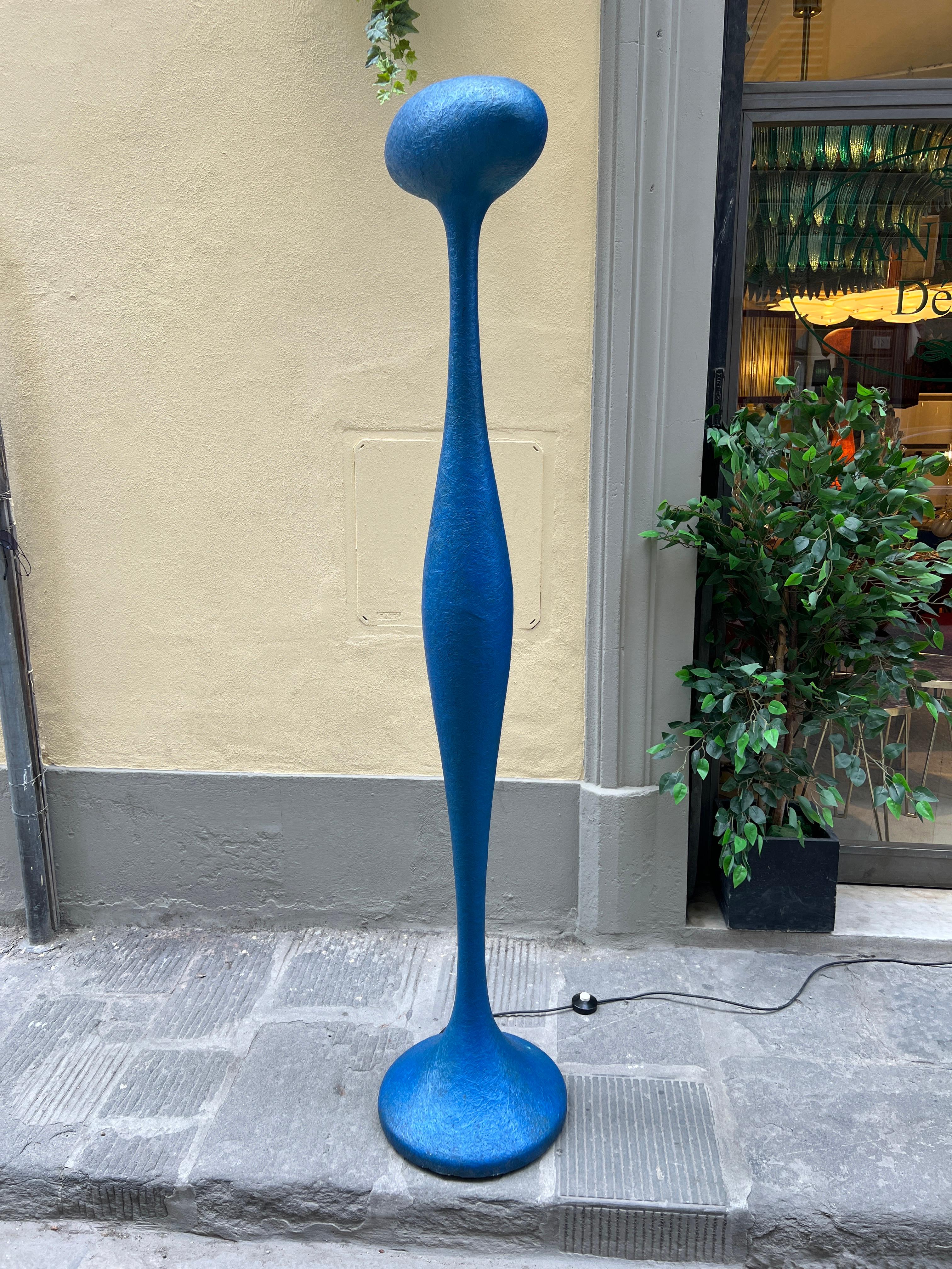 Vetroresina Lampada da terra italiana E.T.E. Blue Soft Curved di Guglielmo Berchicci anni 2000 in vendita