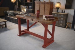 Etabli d'atelier en hêtre industriel 1950's