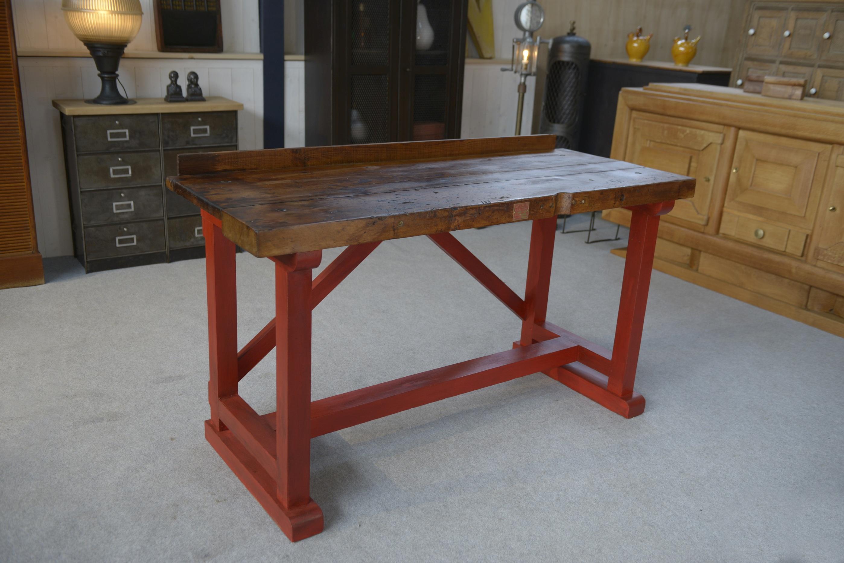 Etabli d'atelier en hêtre industriel 1950's Bon état - En vente à TOURCOING, FR