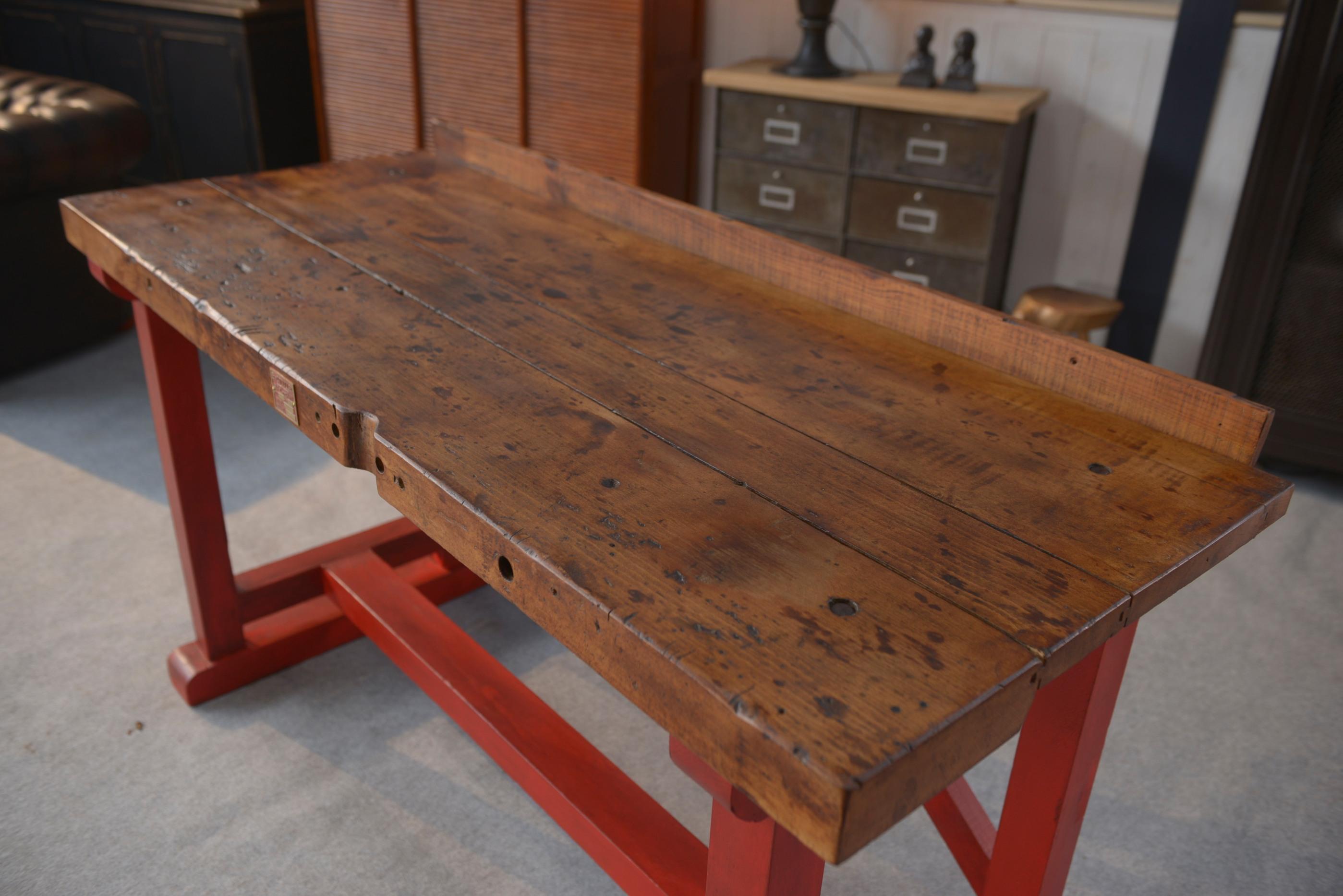 Etabli d'atelier en hêtre industriel 1950's en vente 1