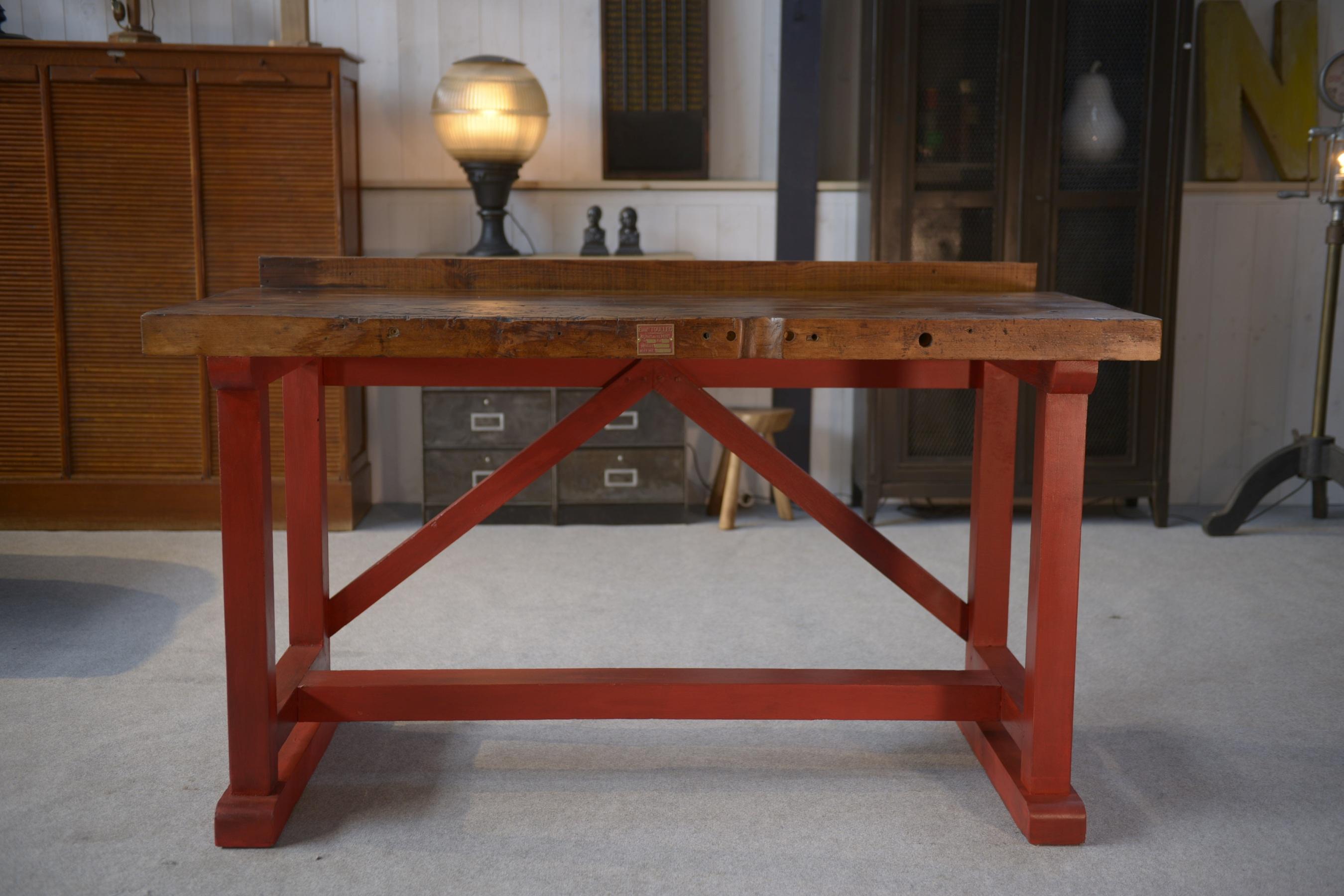 Etabli d'atelier en hêtre industriel 1950's en vente 2