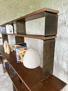 étagère bibliothèque métal et bois XXe
