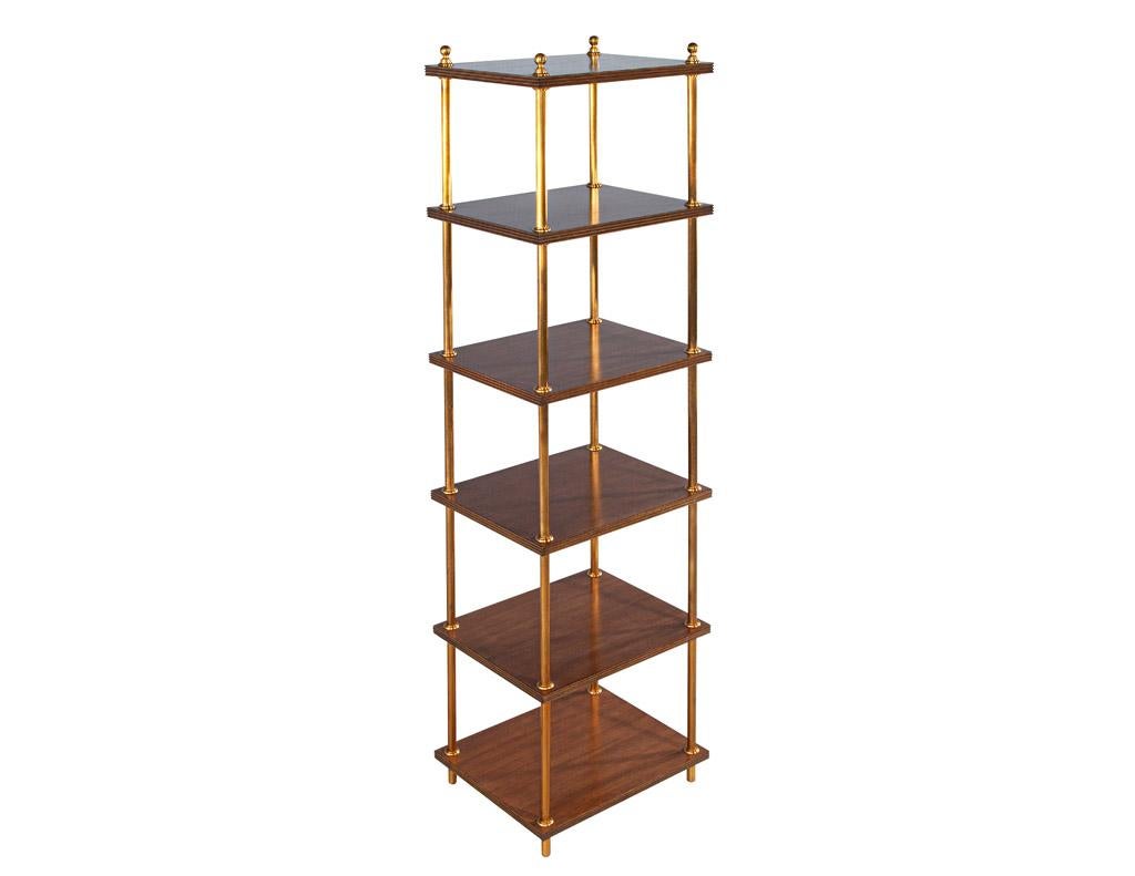 Etagere Bookcase Shelving Unit in Walnut and Metal For Sale 5