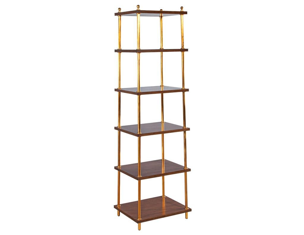 Etagere Bookcase Shelving Unit in Walnut and Metal For Sale 7