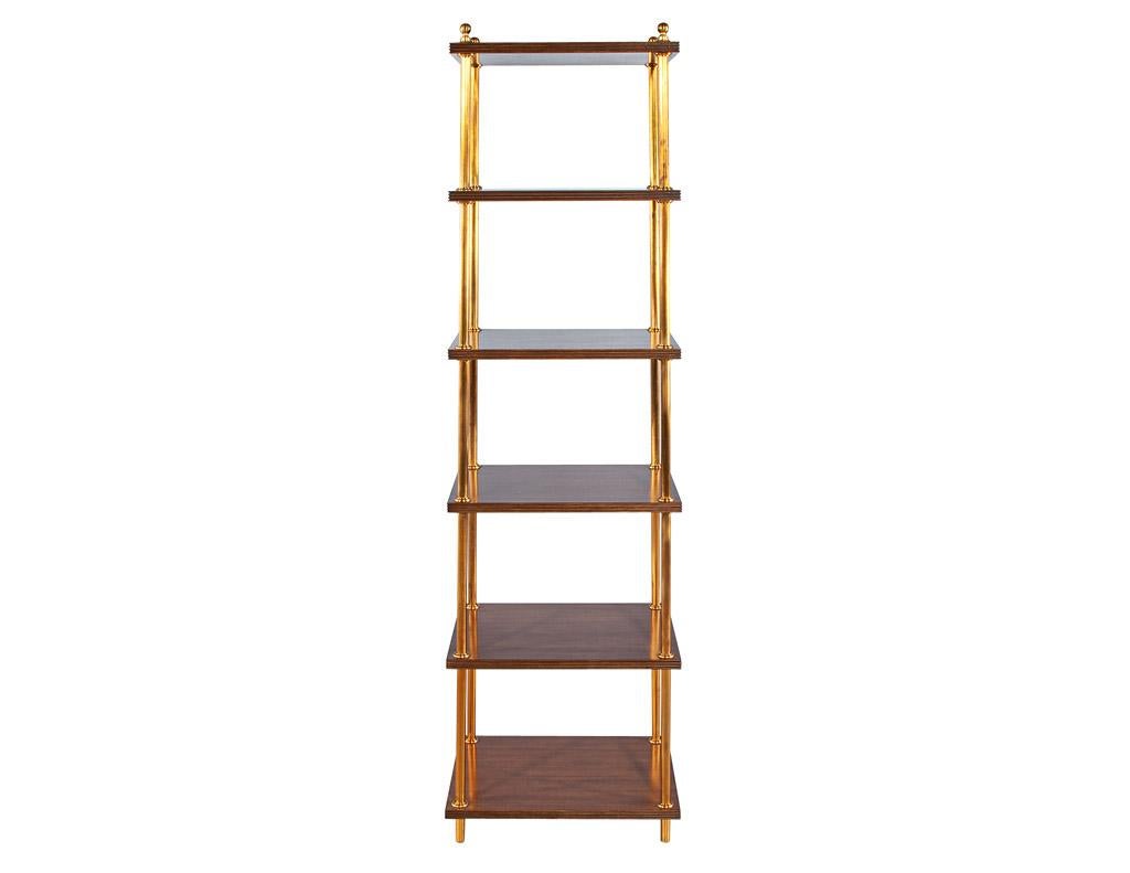 American Etagere Bookcase Shelving Unit in Walnut and Metal For Sale