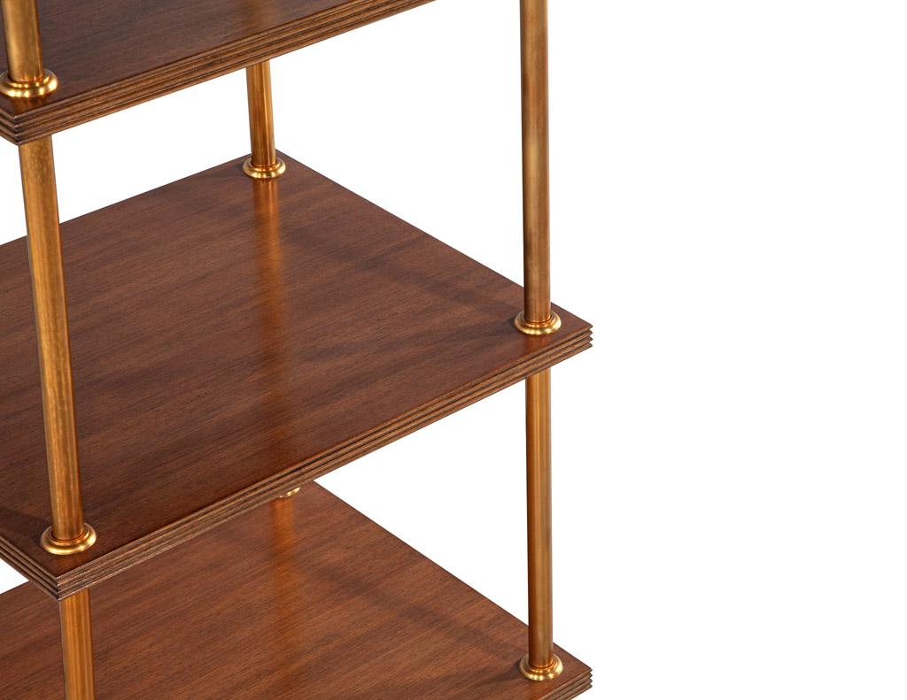 Contemporary Etagere Bookcase Shelving Unit in Walnut and Metal For Sale