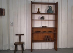 Etagère en orme massif moderniste par Pierre CHAPO manufacture de Seltz 1950's