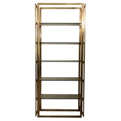 Etagere in Ottone con Mensole in Vetro, Italia 1970s