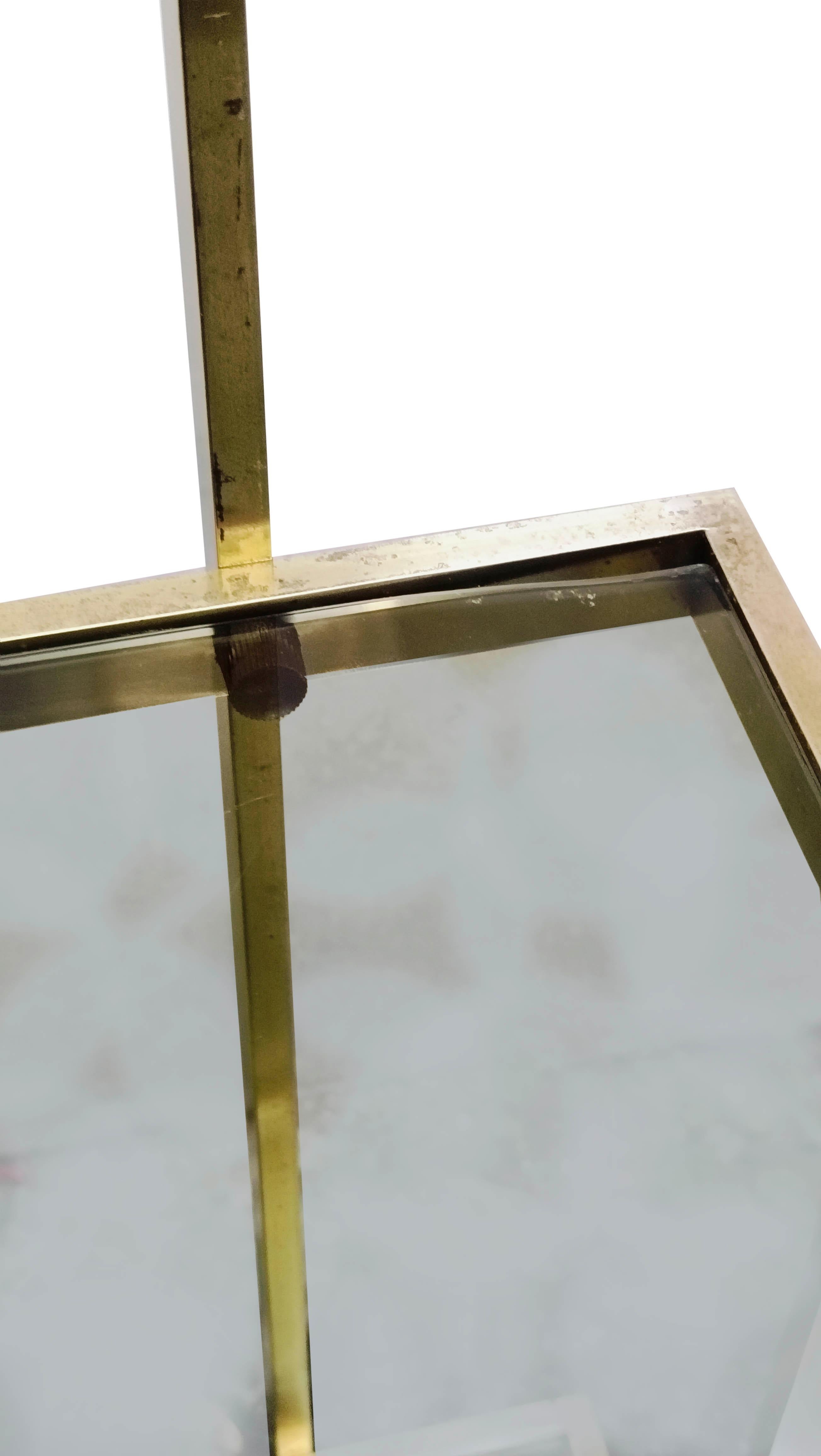 Brass Etagere and Fume Glass Shelves, Italy 1970s In Good Condition In Naples, IT