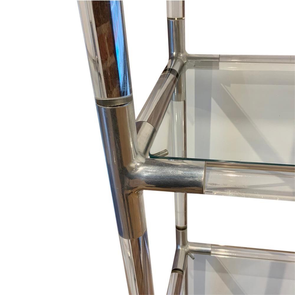 Etagere, Lucite, Polished Aluminum and Glass 4