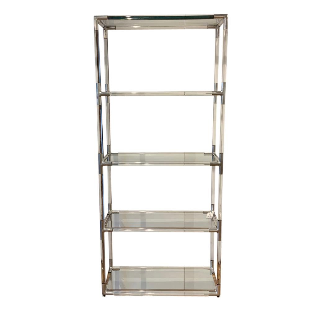 American Etagere, Lucite, Polished Aluminum and Glass