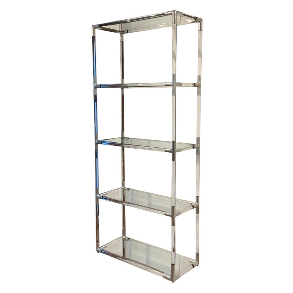 Etagere, Lucite, Polished Aluminum and Glass
