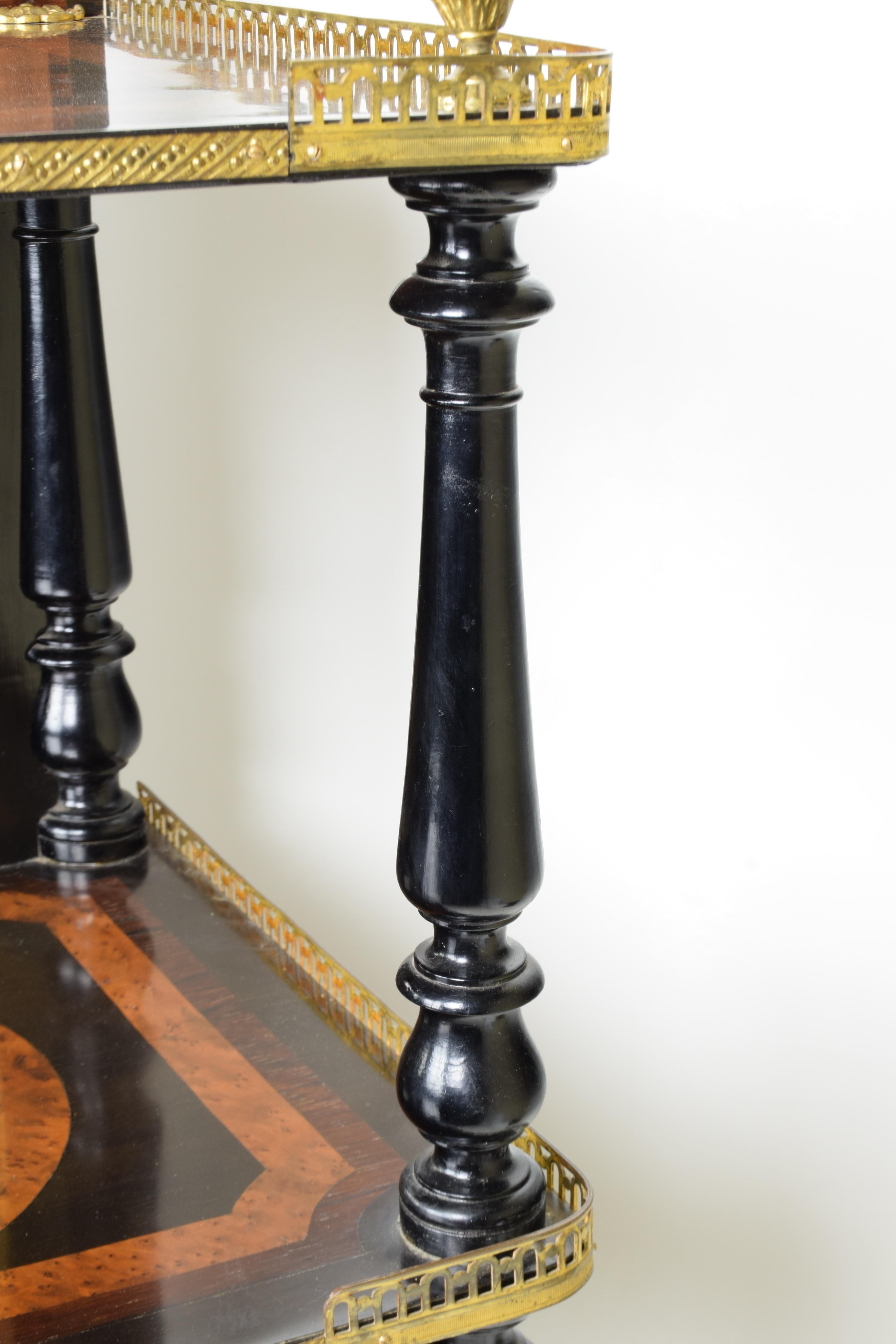 19th Century Etagère Shelves Napoleone III Walnut Maple Black For Sale 2