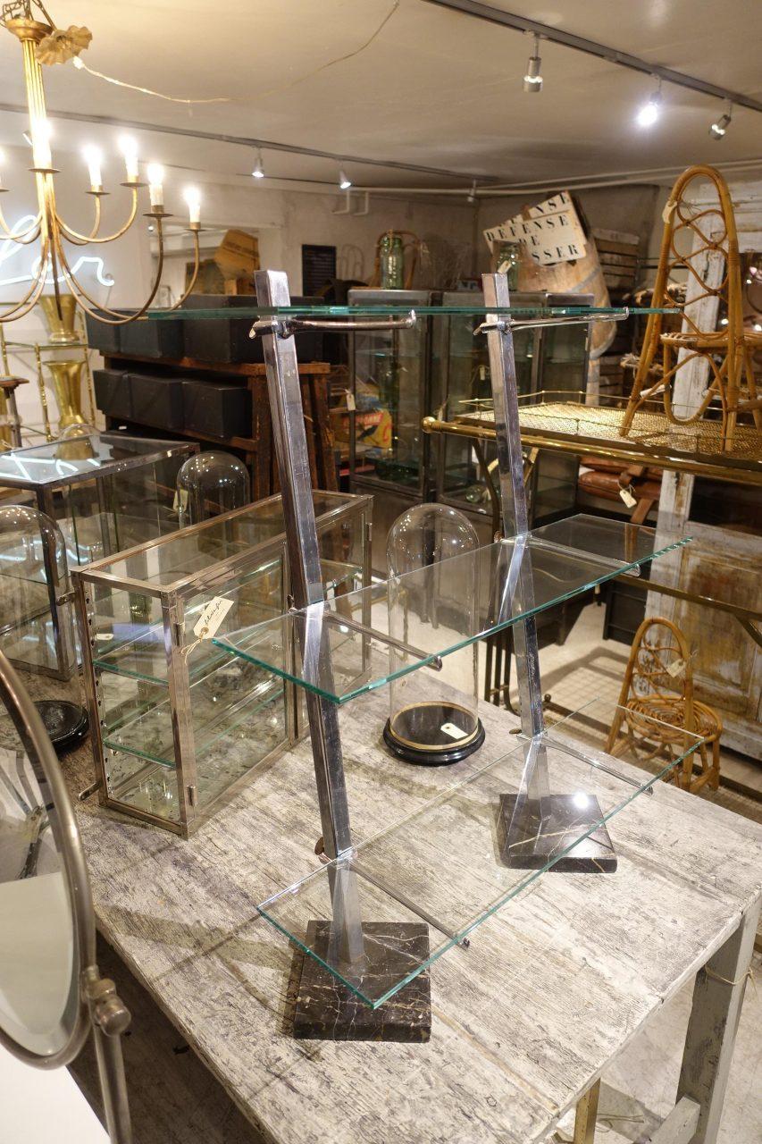 French Étagère, Shelving Stand Marble/Chrome, 1930s, France