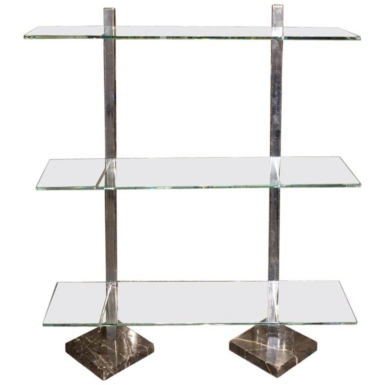 Étagère, Shelving Stand Marble/Chrome, 1930s, France For Sale